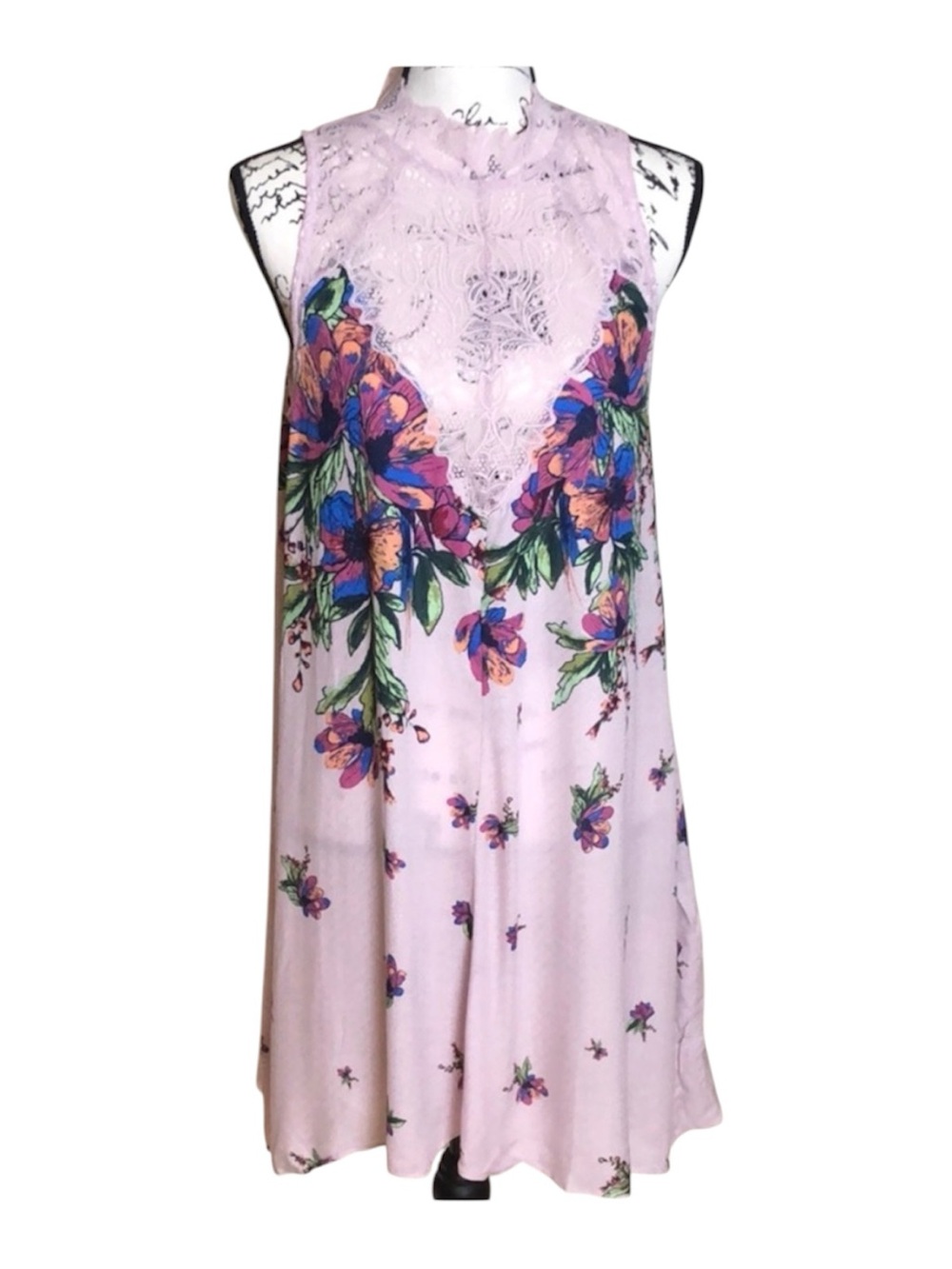 Free People Marsha Slip Dress Pink Floral Size M